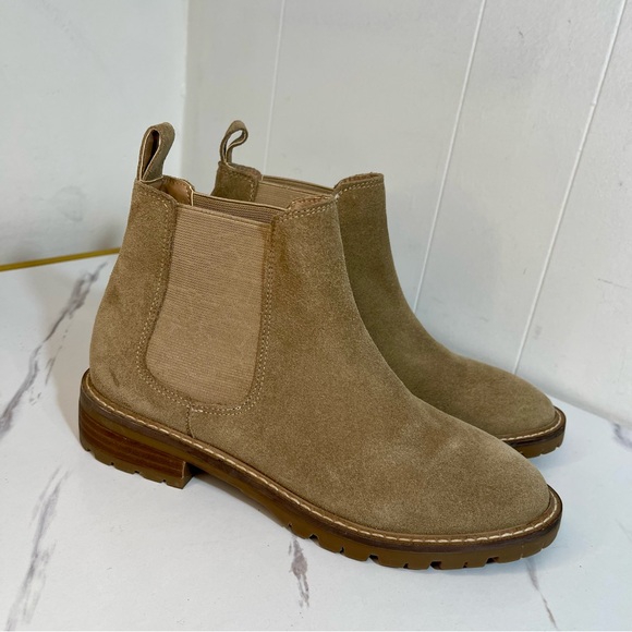 Steve Madden Leopold Women's 7 Oatmeal Suede Round Toe Ankle Chelsea LION310 - Picture 6 of 10